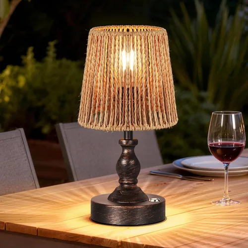 Vista 13 de PARTPHONER Mini lámpara de mesa LED inalámbrica, lámpara recargable con batería de 5200 mAh, lámpara operada por batería, 3 niveles de brillo