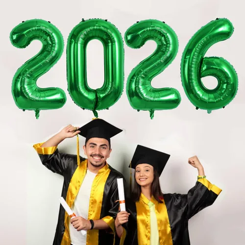 Vista 4 de TONIFUL Globos de graduación 2025 de 42 pulgadas, color verde oscuro, globos de números 2025, globos de aluminio de Mylar para decoraciones