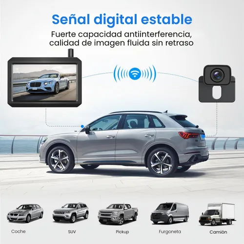 Vista 3 de AUTO-VOX CS-2 Cámara de respaldo inalámbrica con monitor de auto de 4.3", Sistema de cámara de respaldo de señal digital estable de fácil