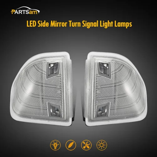Vista 2 de Partsam Espejo lateral LED luz intermitente izquierda y derecha Lámparas de remolque Lente de cubierta transparente compatible con Ram 1500 2500