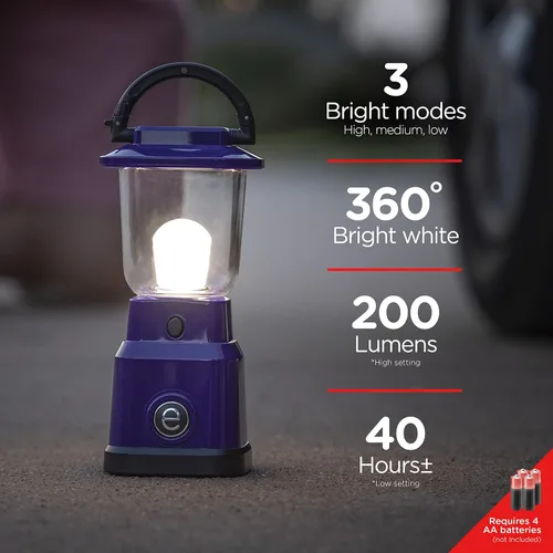 Vista 3 de Enbrighten Mini linterna LED para campamento, funciona con pilas, 200 lúmenes, 40 horas de funcionamiento, 3 modos, luz nocturna para niños, ideal