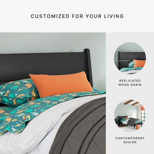 Vista 6 de Signature Design by Ashley Socalle - Cabecera moderna con paneles, individual, color negro