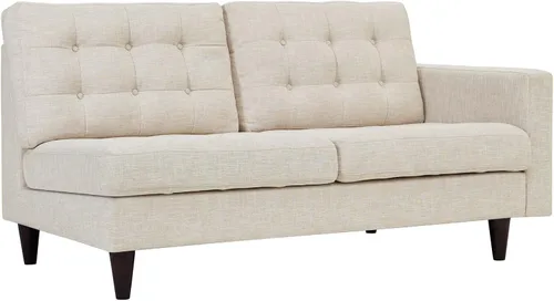 Vista 14 de Sofá esquinero Modway Empress, estilo de mediados de siglo, tapizado de tela en avena, Tela, Celeste