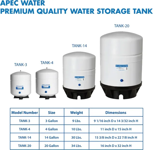Vista 5 de APEC Water Systems Tank-3 Tanque de almacenamiento de agua de ósmosis inversa prepresurizada residencial de 3 galones Capacidad para hasta 3