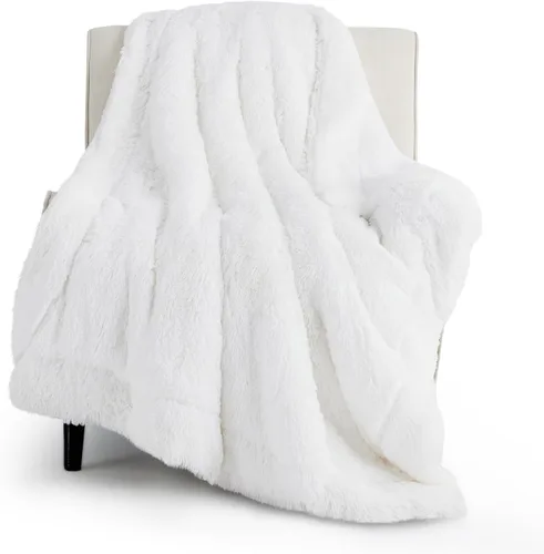Vista 51 de Bedsure GentleSoft Manta de Tiro de Piel Sintética Esponjosa y Suave para Sofá, Forro Polar Sherpa Suave Regalos Acogedores para Mujeres, Manta