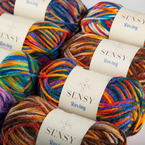 Vista 9 de Sensy Roving - Ovillo de lana multicolor, 3.5 onzas, 132 yardas, calibre 5, voluminoso (otoño)
