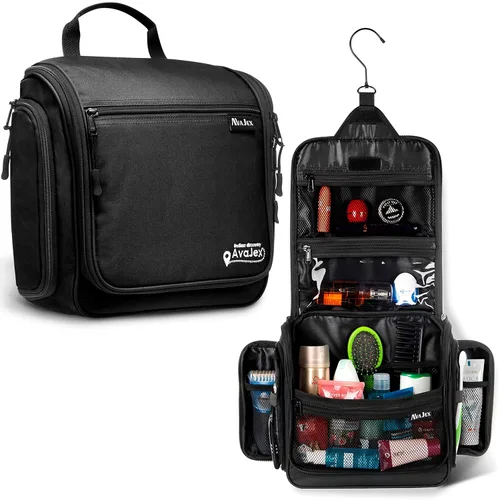 Vista 15 de Bolsa de aseo de viaje para hombres y mujeres - Organizador grande colgante de artículos de tocador - Bolsa de higiene impermeable con gancho