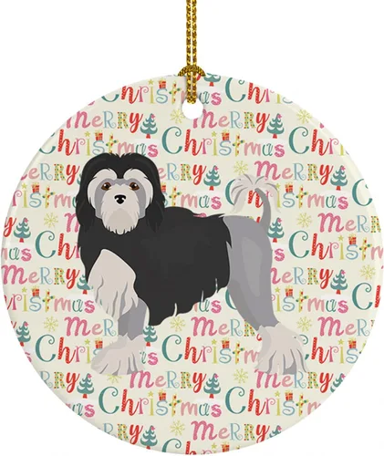 Vista 58 de Caroline's Treasures Abyssinian Sand Terrier - Adorno de cerámica para colgar en el árbol de Navidad, para el hogar, Navidad, fiestas, regalo, 3