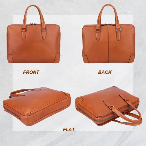 Vista 4 de Banuce Maletín de cuero italiano de grano completo para hombres 14 pulgadas bolsas de viaje Bolsas de negocios bolsa de viaje bolsa de accesorios