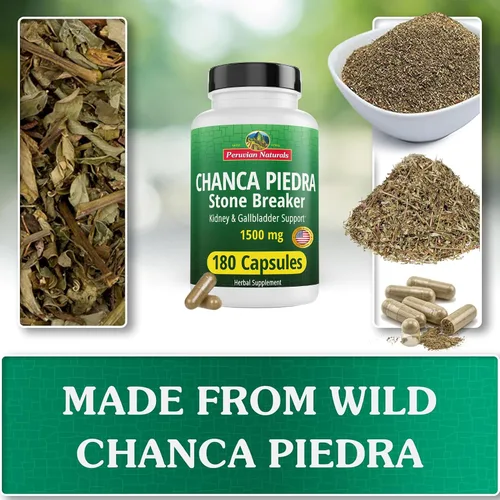 Vista 5 de Peruvian Naturals Chanca Piedra Stone Breaker 180 Cápsulas – Disolvente de Cálculos Renales y de Vesícula Biliar – 1500mg por Porción – Chancapiedra