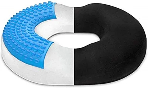 Vista 2 de Cojín de asiento con forma de dona, diseño ortopédico, almohada de gel de espuma viscoelástica para coxis y coxis, alivio del dolor para Negro