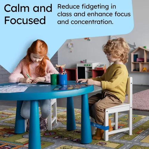 Vista 4 de Paquete de 24 bandas para sillas Gafly para niños con pies inquietos – Asiento flexible alternativo – Bandas de ansiedad para sillas y escritorios