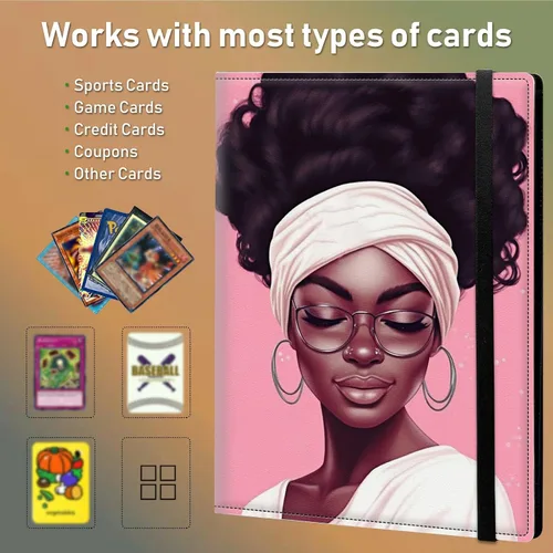 Vista 4 de Carpeta para tarjetas de intercambio, 9 bolsillos para tarjetas intercambiables, 360 bolsillos de doble cara, funda para tarjetas de tamaño Mujeres
