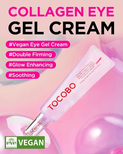 Vista 2 de Crema de gel iluminadora de ojos con colágeno, tratamiento vegano coreano para ojeras y ojos hinchados, fórmula ligera e hidratante con niacinamida