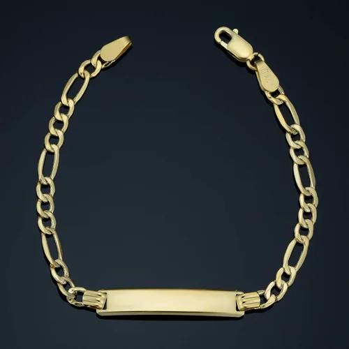 Vista 2 de KoolJewelry Pulsera de identificación de bebé Figaro de oro amarillo de 14 quilates 55 pulgadas de largo Metal