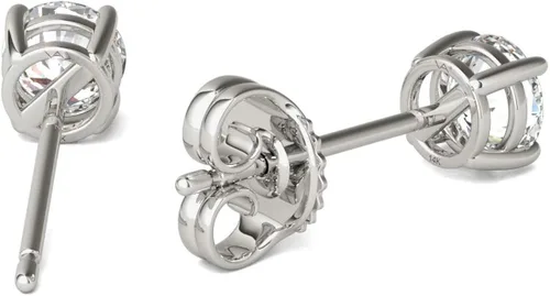 Vista 3 de Vaarya Aretes de tuerca de oro blanco hipoalergénico de 12 quilates con certificación GHSI2-I1 AGS de 14 quilates, Oro blanco, diamante