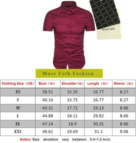 Vista 6 de MUSE FATH Camisa de vestir estampada para hombre, de algodón, casual, de manga corta, ajuste regular