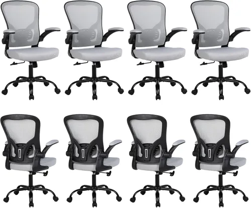 Vista 15 de Flysky Silla ergonómica de escritorio para oficina en casa, soporte lumbar, silla giratoria de malla transpirable para computadora con ruedas y Negro