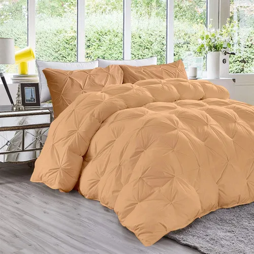 Vista 7 de Juego de edredón plisado de 3 piezas de 21.16 oz/m² para todas las estaciones (edredón + 2 fundas de almohada), relleno de edredón de algodón