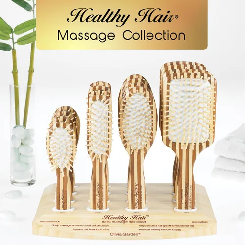 Vista 5 de Olivia Garden Cepillo de masaje iónico de bambú para cabello saludable