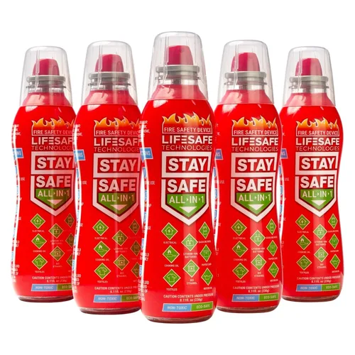 Vista 10 de LifeSafe Technologies StaySafe Extintor de Incendios Portátil Todo en 1, Spray de Incendios Compacto Fácil de Usar en 10 Tipos de Incendios, No