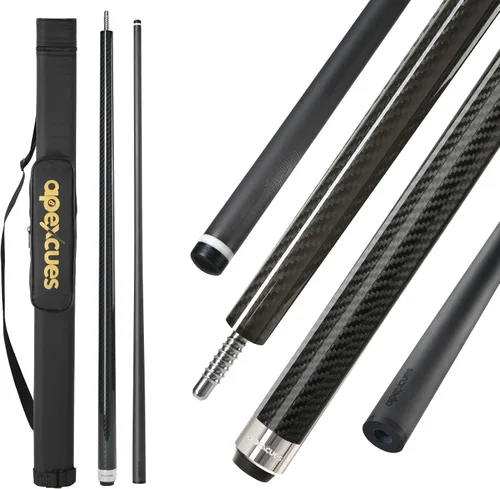 Vista 9 de Carbon Fiber Pool Cue 11.5mm 12.5mm Tip 58'' 19 20 oz Adjustable Weight System 3/8x8 Pin Billiard Cue Stick Low-Deflection Billiard Shaft