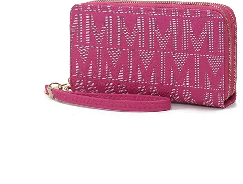 Vista 62 de MKF Collection Mia K - Cartera de pulsera para mujer, pequeña cartera de cuero vegano para tarjetas de crédito con cremallera y bolsillo