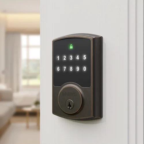 Vista 8 de Brinks - Cerradura electrónica de puerta con panel táctil sin llave - Cerradura de puerta con teclado retroiluminado y seguridad avanzada, códigos