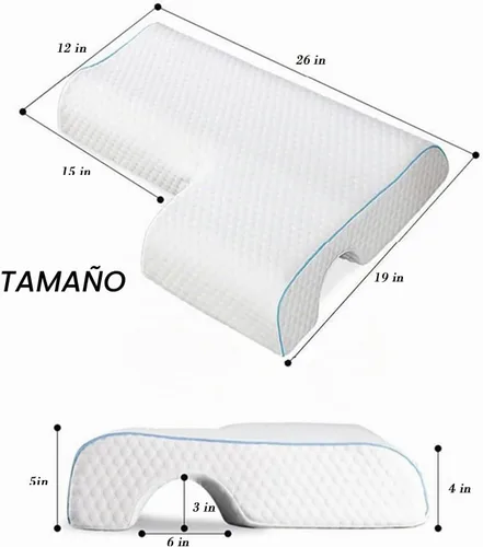Vista 5 de Almohada de espuma viscoelástica arqueada para adultos con orificio para el brazo - Núcleo de espuma viscoelástica 3D arqueada, almohada de rebote