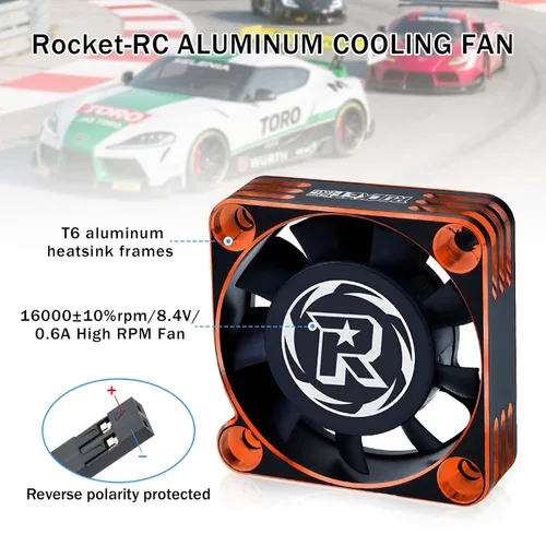 Vista 5 de Paquete de 2 ventiladores de refrigeración de motor RC de 1.575 pulgadas, ventilador de enfriamiento ESC de 16000RPM para camión 1/10 1/8 RC