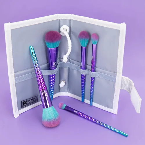 Vista 5 de Royal Brush Moda Mythical - Juego de brochas de viaje para maquillaje, 6 piezas, color azul celeste