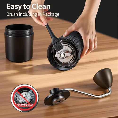 Vista 5 de Molinillo de café manual, capacidad de 0.88 oz, fresas cónicas de acero inoxidable CNC con ajuste interno ajustable, molino de café portátil