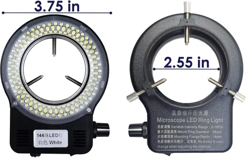 Vista 6 de Iluminador del anillo del microscopio de luz LED, fuente de luz ajustable del anillo de 144 LED para la industria Monocular binocular trinocular