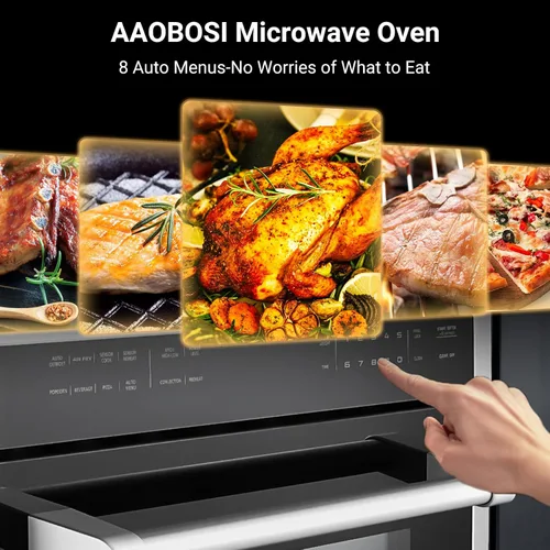 Vista 2 de AAOBOSI 24 Inch Built-in Microwave Convection Oven, 1.6 Cu.Ft Wall Microwave Air Fryer Combo, 1000W, Sensor Cook & Auto Menu, 12 Cooking Modes, Drop