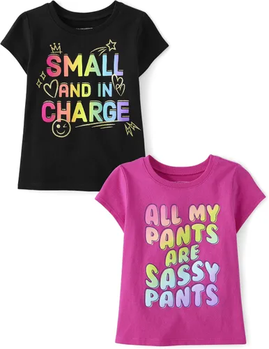 Vista 24 de The Children's Place Camisetas estampadas de manga corta para bebés y niñas pequeñas, con diseño de unicornios y mariposas, a la moda, paquete de 3