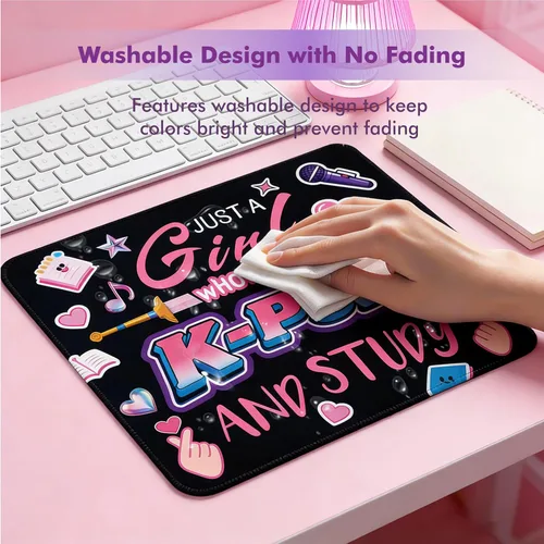Vista 5 de Kpop - Alfombrilla de mouse de anime, alfombrilla de mouse pequeña personalizada para mujeres y fanáticos de Kpop, base de goma antideslizante