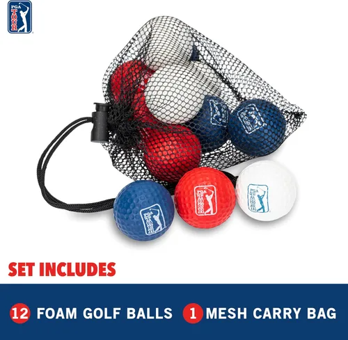Vista 2 de Franklin Sports PGA TOUR - Pelotas de golf de espuma para interiores y exteriores, pelotas de golf de espuma para niños y adultos, vuelo limitado