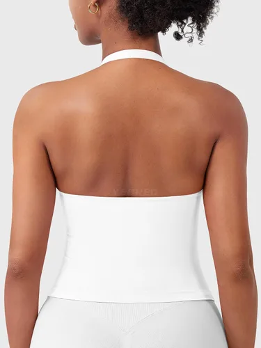 Vista 5 de YEOREO SoftHue Impact Halter - Camiseta sin mangas para mujer Blanco