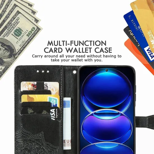 Vista 5 de Redmi Note 12 Pro 5G - Funda de piel tipo cartera con cierre magnético a prueba de golpes con ranuras para tarjetas y soporte para Redmi Note 12 Pro