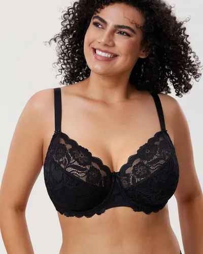 Vista 2 de DELIMIRA - Brasier de encaje con aros, de cobertura completa, sin forro, talla extra grande para mujer, hasta J