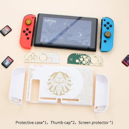 Vista 7 de HYPERCASE White of Zelda Switch OLED Dockable Case for Console & Joycon, Anti-Scratch Switch OLED Protective Cover Skin with Screen Protector & 2