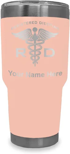 Vista 14 de LaserGram Vaso aislado al vacío de 20 onzas, dietista registrado RD, grabado personalizado incluido (negro)