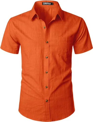 Vista 29 de ZEROYAA Camisas casuales de algodón ligero con botones para hombre aguamarina (Aqua Sky)