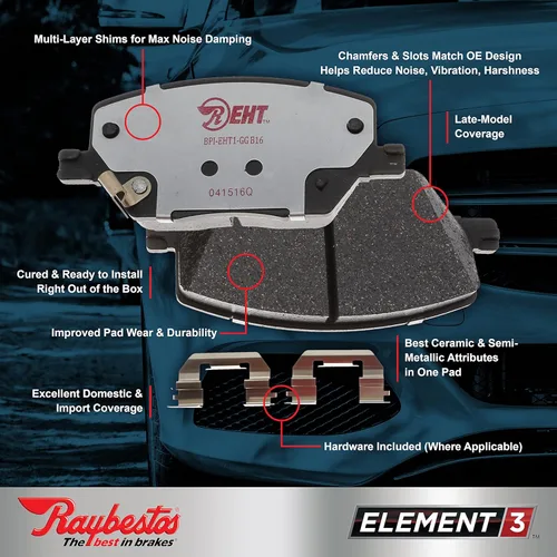 Vista 2 de Raybestos Element3 EHT™ EHT436AH Juego de repuesto de pastillas de freno delantero, paquete de 2