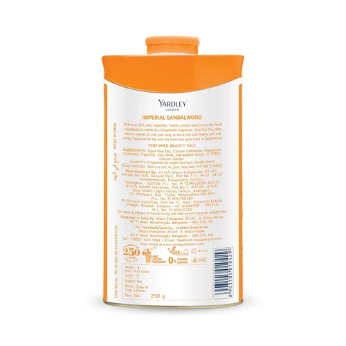 Vista 2 de Talco perfumado de Yardley con aroma a sándalo, de 250 g