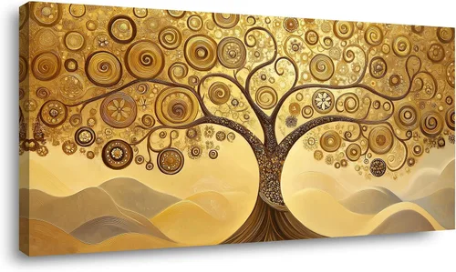Vista 30 de ZOMNAI Arte de pared de mujer japonesa, pintura de estilo asiático, fondo amarillo, decoración de pared, tatuaje de peces en la parte posterior