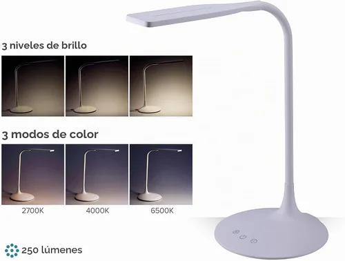Vista 2 de PureOptics LED VLED1819-BD - Lámpara de escritorio LED con batería, regulable con temperatura de color ajustable, duración de la batería de 4 horas