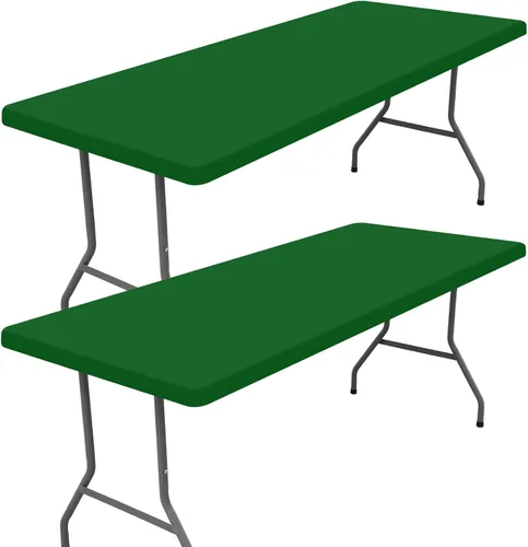 Vista 27 de Moosfor Paquete de 2 manteles rectangulares de elastano de 4 pies, elásticos y ajustables para pícnic, cubierta de mesa de patio elástica y lavable