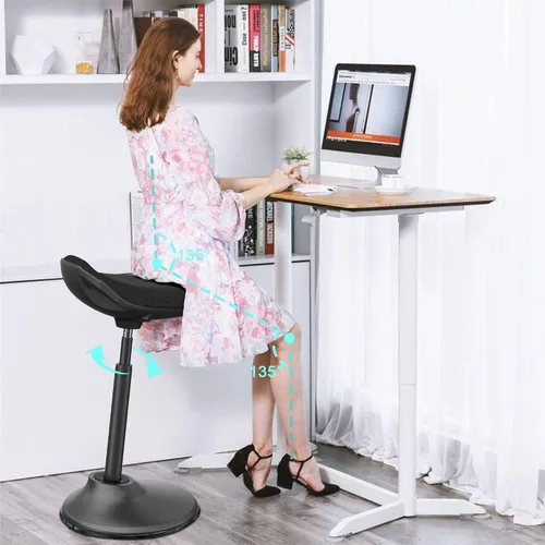 Vista 2 de Silla de escritorio de pie, Taburete de pie ergonómico ajustable, Silla de equilibrio giratoria para sentarse, Almohadilla inferior antideslizante