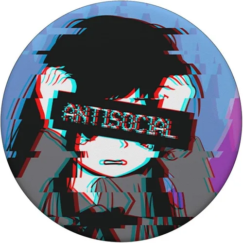 Vista 3 de Antisocial - PopSockets para niña japonesa con diseño de ondas de vapor